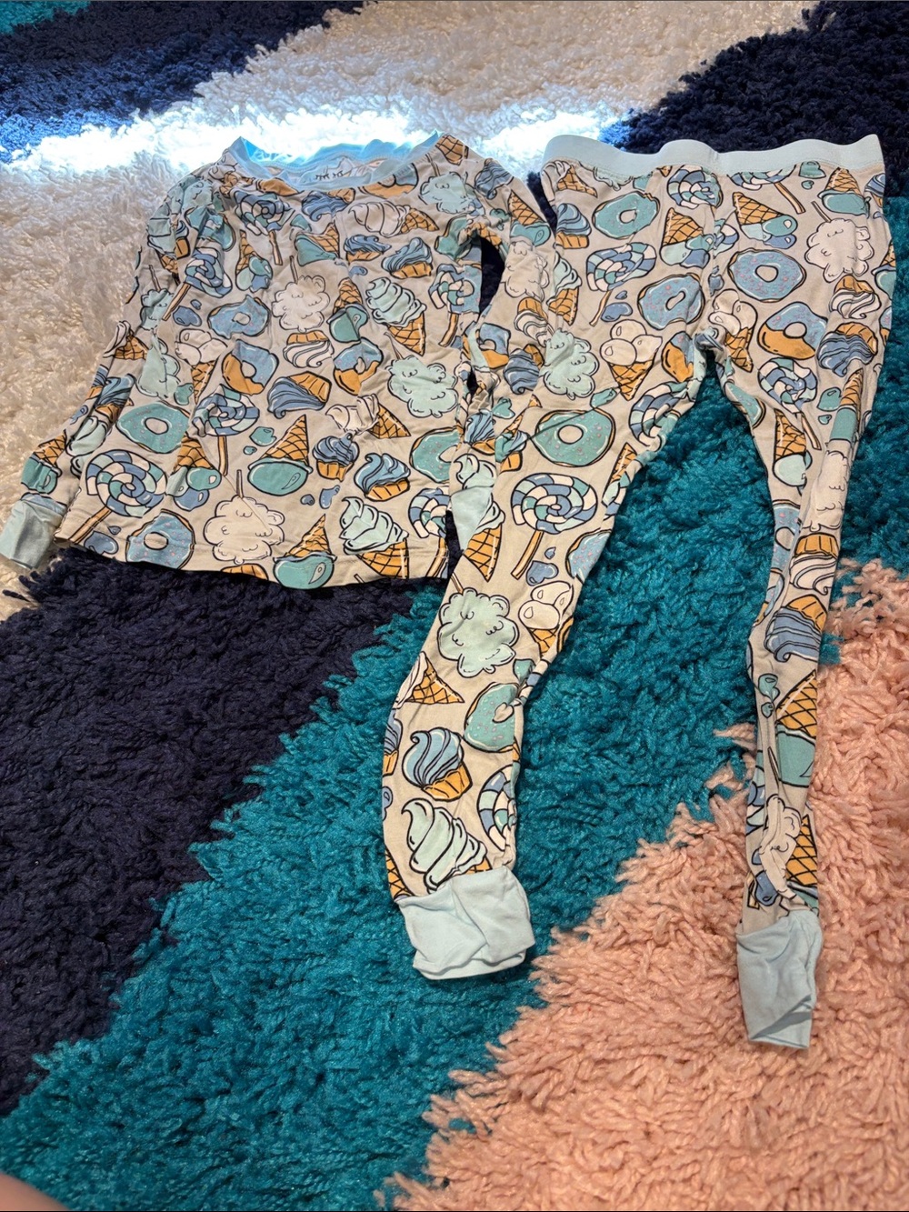 Little Sleepies Ice Cream & Donut Print Pajama Set - Light Blue, Teal, Yellow